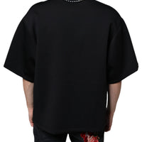 Dolce & Gabbana Black Polyester Necklace Embellished T-shirt