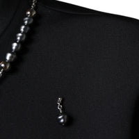 Dolce & Gabbana Black Polyester Necklace Embellished T-shirt