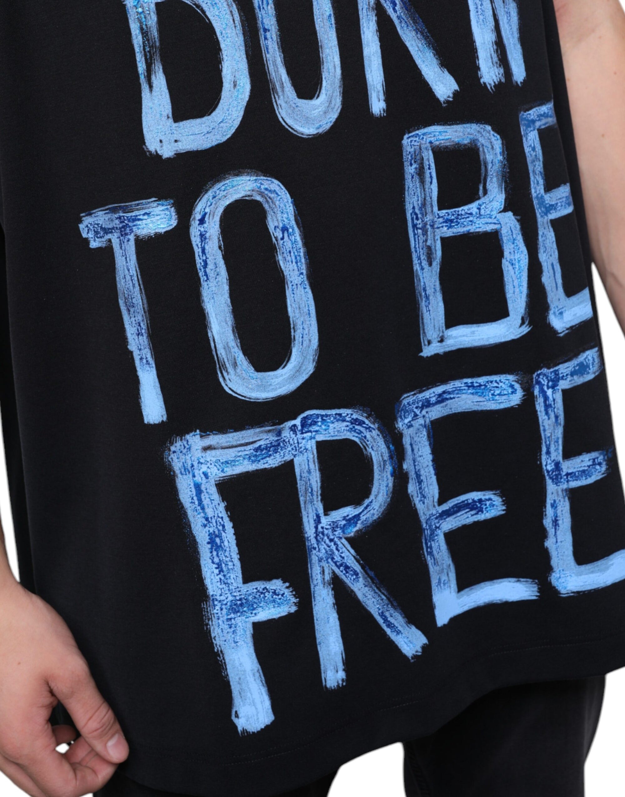 Dolce &amp; Gabbana Black Cotton Born To Be Free Sleeveless T-shirt