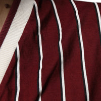 Dolce & Gabbana Maroon Stripes Cotton Logo V-neck T-shirt