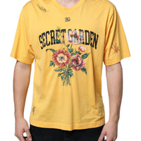 Dolce & Gabbana Yellow Secret Graden Floral Cotton Crew Neck T-shirt