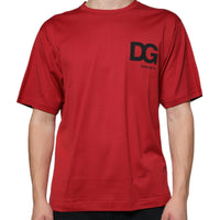 Dolce & Gabbana Red Cotton DG Logo Print Crew Neck T-shirt