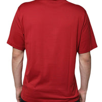 Dolce & Gabbana Red Cotton DG Logo Print Crew Neck T-shirt