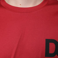 Dolce & Gabbana Red Cotton DG Logo Print Crew Neck T-shirt