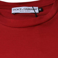 Dolce & Gabbana Red Cotton DG Logo Print Crew Neck T-shirt