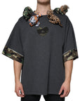 Dolce & Gabbana Gray Camouflage Animal Stuff Cotton T-shirt