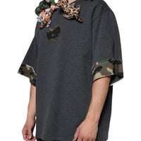 Dolce & Gabbana Gray Camouflage Animal Stuff Cotton T-shirt