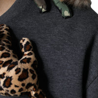 Dolce & Gabbana Gray Camouflage Animal Stuff Cotton T-shirt