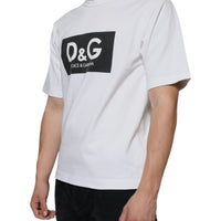 Dolce & Gabbana White Cotton DG Logo Print Casual T-shirt