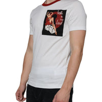 Dolce & Gabbana White Graphic Print Cotton Crew Neck T-shirt