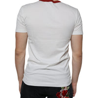 Dolce & Gabbana White Graphic Print Cotton Crew Neck T-shirt