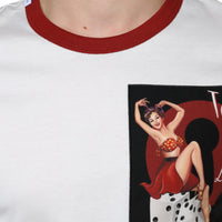 Dolce & Gabbana White Graphic Print Cotton Crew Neck T-shirt