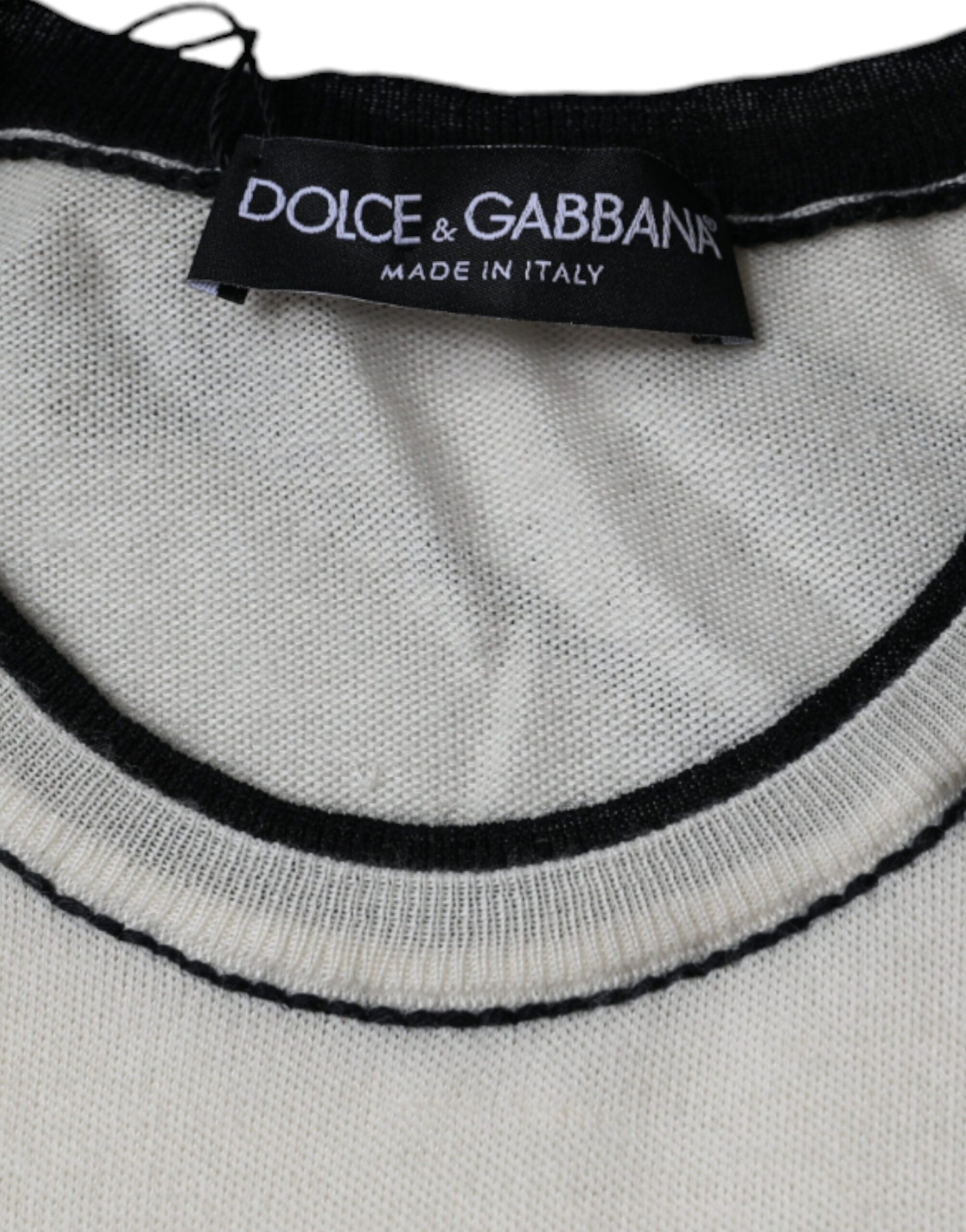 Dolce &amp; Gabbana Off White Cashmere Short Sleeves T-shirt