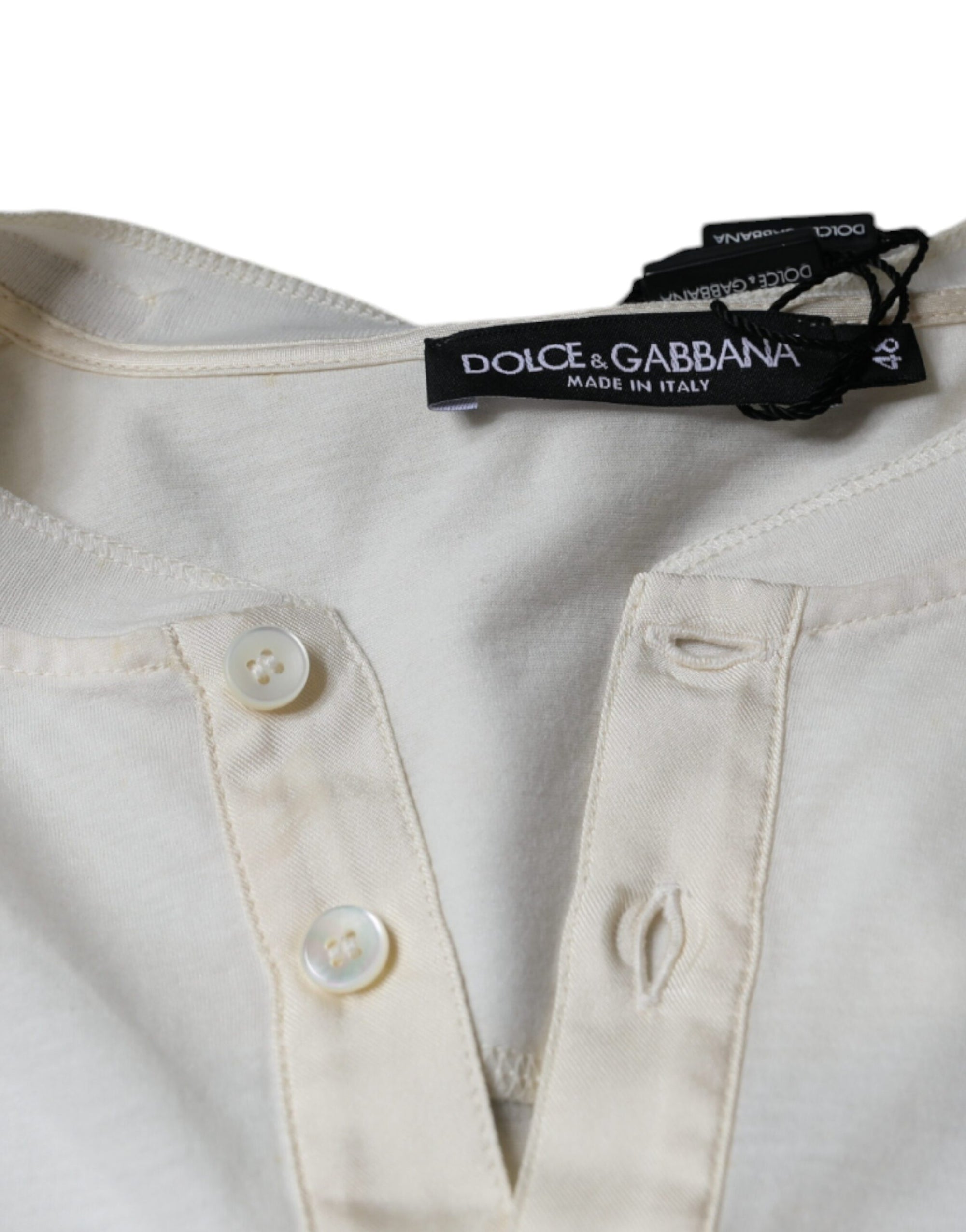 Dolce &amp; Gabbana Off White Cotton Short Sleeves T-shirt