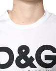 Dolce & Gabbana White Cotton DG Logo Print Casual T-shirt