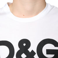 Dolce & Gabbana White Cotton DG Logo Print Casual T-shirt