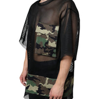 Dolce & Gabbana Black Mesh Camouflage Short Sleeves T-shirt