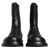 Dolce & Gabbana Black Horse Leather Mid Calf Boots Shoes