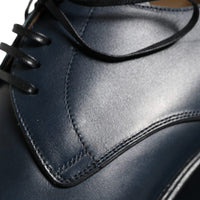 Dolce & Gabbana Navy Blue Leather Derby Dress Formal Shoes