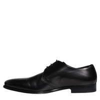 Dolce & Gabbana Black Calfskin Leather Derby Men Dress Shoes