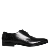 Dolce & Gabbana Black Calfskin Leather Derby Men Dress Shoes