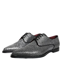 Dolce & Gabbana Silver Polyurethane Derby Formal Dress Shoes