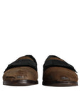 Dolce & Gabbana Brown Calf Hair Leather Loafers Formal Dress Shoes