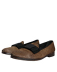 Dolce & Gabbana Brown Calf Hair Leather Loafers Formal Dress Shoes