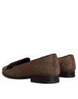 Dolce & Gabbana Brown Calf Hair Leather Loafers Formal Dress Shoes