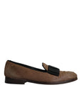 Dolce & Gabbana Brown Calf Hair Leather Loafers Formal Dress Shoes