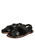 Dolce & Gabbana Black Gazelle Hair Leather Flats Sandals Shoes