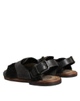 Dolce & Gabbana Black Gazelle Hair Leather Flats Sandals Shoes