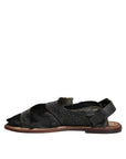 Dolce & Gabbana Black Gazelle Hair Leather Flats Sandals Shoes