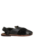 Dolce & Gabbana Black Gazelle Hair Leather Flats Sandals Shoes