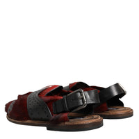 Dolce & Gabbana Black Red Gazelle Hair Leather Sandals Shoes