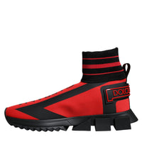 Dolce & Gabbana Red Black Fabric High Top Sorrento Sneakers Shoes