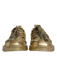 Dolce & Gabbana Gold Stretch Lace Up NS1 Sneakers Shoes