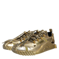 Dolce & Gabbana Gold Stretch Lace Up NS1 Sneakers Shoes