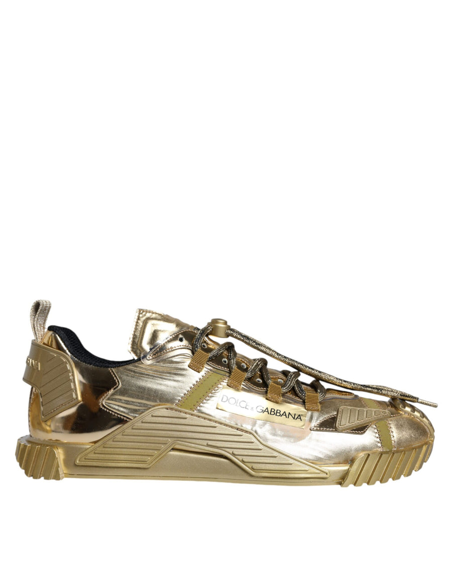 Dolce & Gabbana Gold Stretch Lace Up NS1 Sneakers Shoes