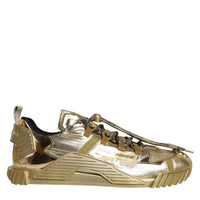 Dolce & Gabbana Gold Stretch Lace Up NS1 Sneakers Shoes