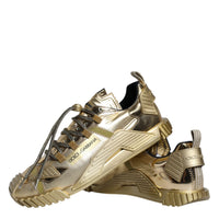 Dolce & Gabbana Gold Stretch Lace Up NS1 Sneakers Shoes