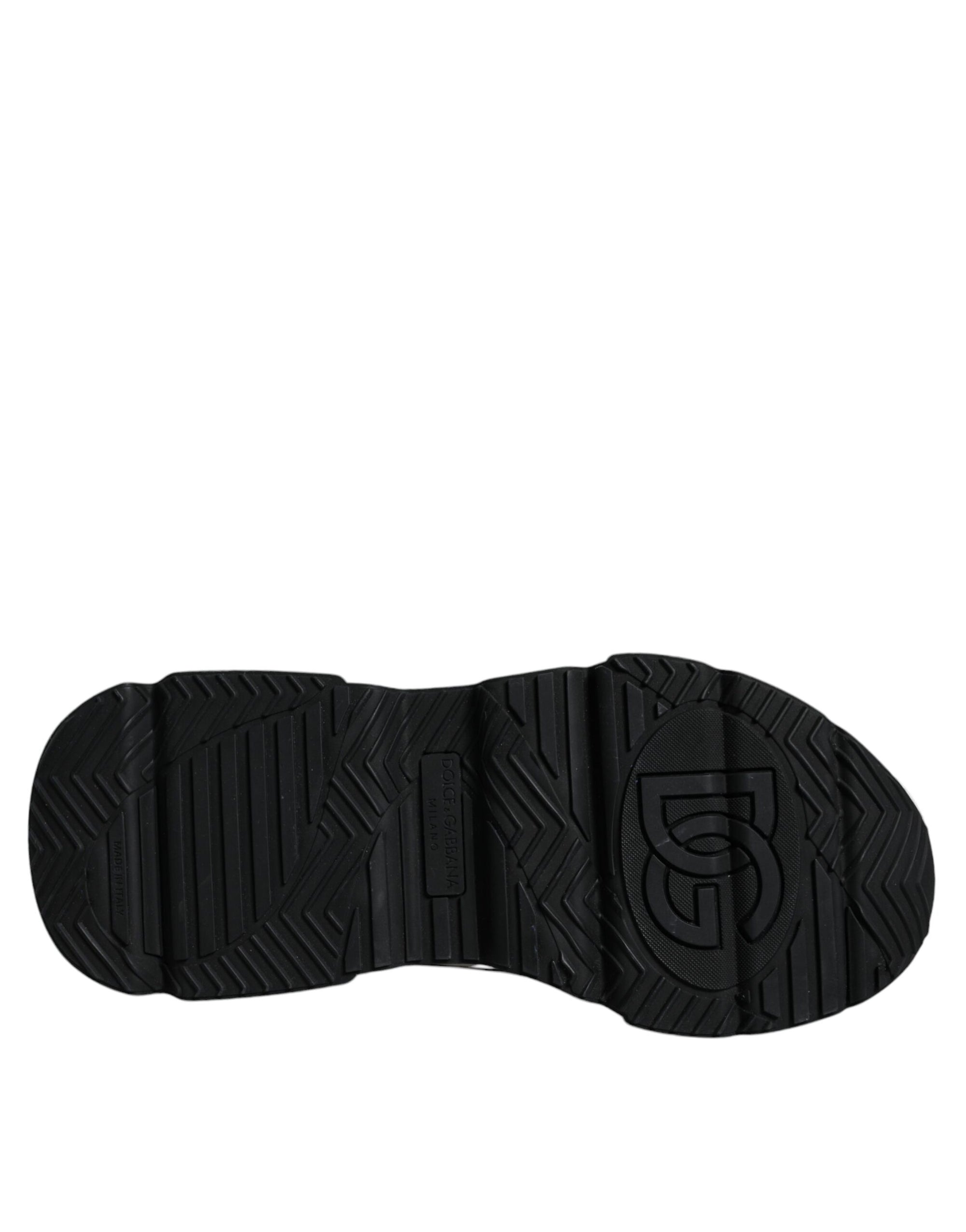 Dolce &amp; Gabbana White Black Logo Plaque Daymaster Sneakers Shoes