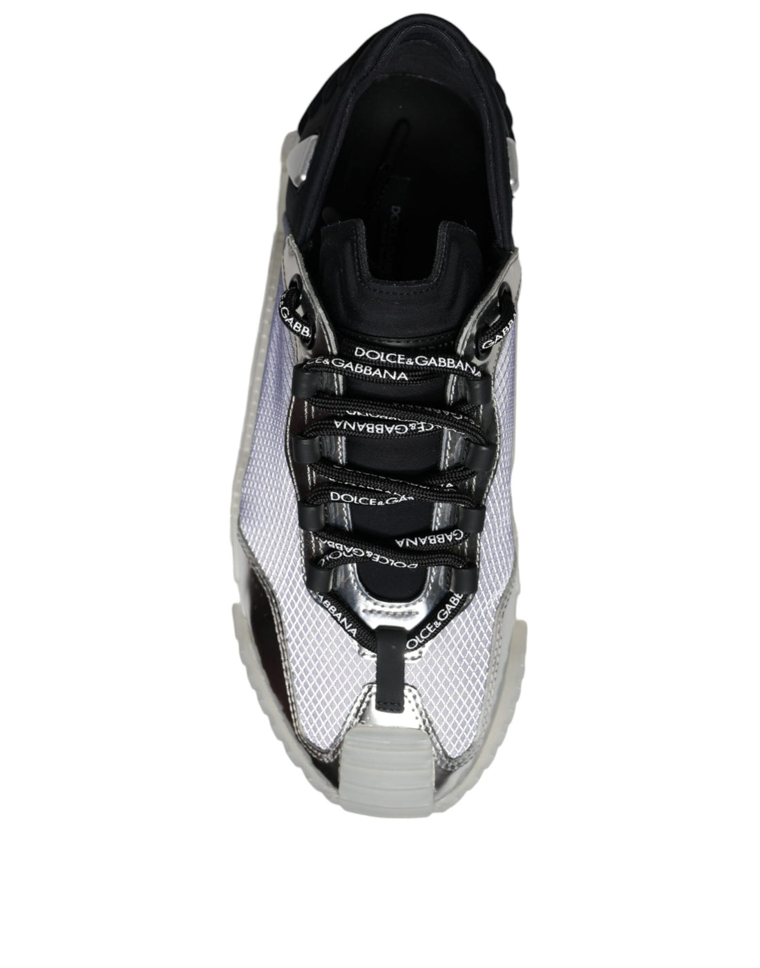 Dolce & Gabbana Silver Black Nylon NS1 Low Top Sneakers Shoes