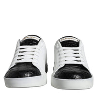 Dolce & Gabbana Black Leather Logo Portofino Sneaker Shoes