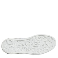 Dolce & Gabbana Black Leather Logo Portofino Sneaker Shoes