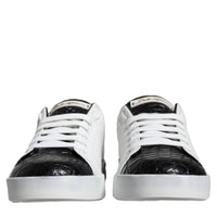 Dolce & Gabbana Black Leather Logo Portofino Sneaker Shoes