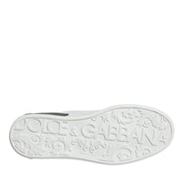 Dolce & Gabbana Black Leather Logo Portofino Sneaker Shoes