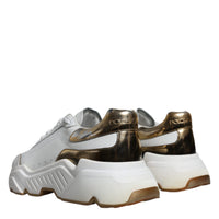 Dolce & Gabbana White Gold DAYMASTER Leather Sneakers Shoes