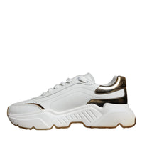 Dolce & Gabbana White Gold DAYMASTER Leather Sneakers Shoes