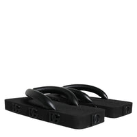 Dolce & Gabbana Black Rubber Flip Flops Slide Sandals Shoes